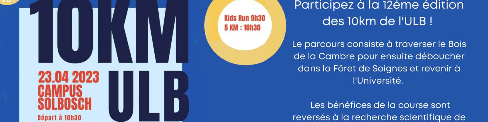 ASEUS - 10 Km de l’ULB – 12ème  édition le dimanche 23 avril 2023